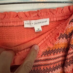 Coco + Jaimeson Coral and Orange Knit Top